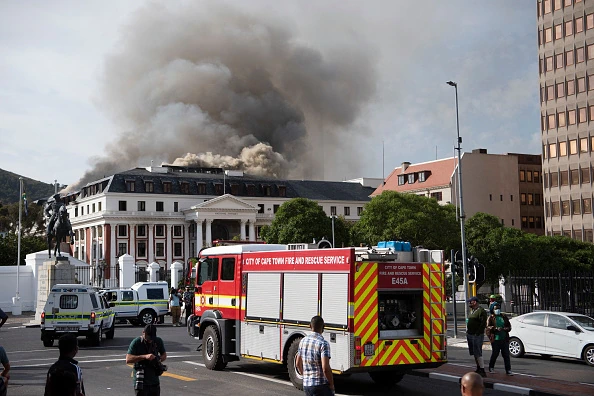 Huge Fire Devastates South African Parliament